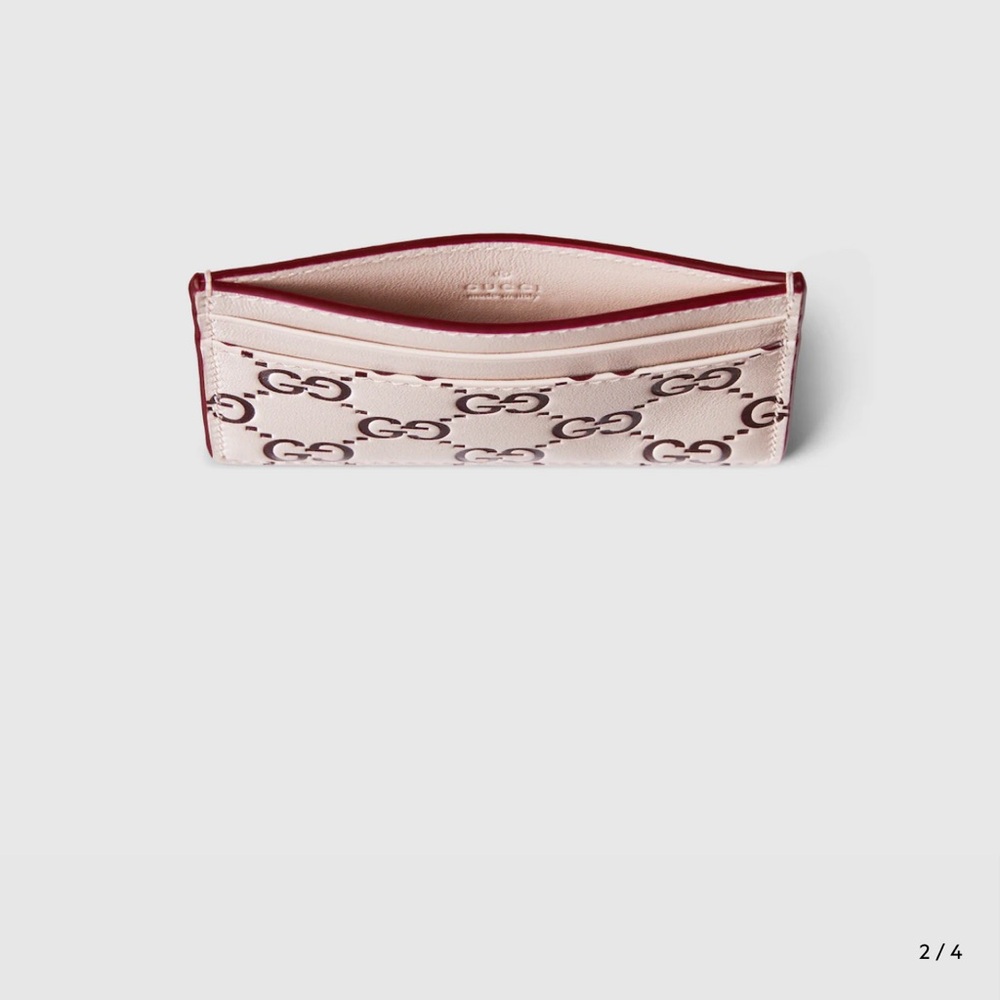 New Gucci Pink Rossi Ancora GG Pattern Card Holder Box Ribbon Bag Included - Picture 5 of 6